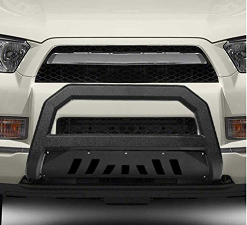 VXMOTOR- for 2010-2018 Toyota 4Runner - Textured Black AVT Style Bull Bar Brush Push Front Bumper Grill Grille Guard with Skid Plate